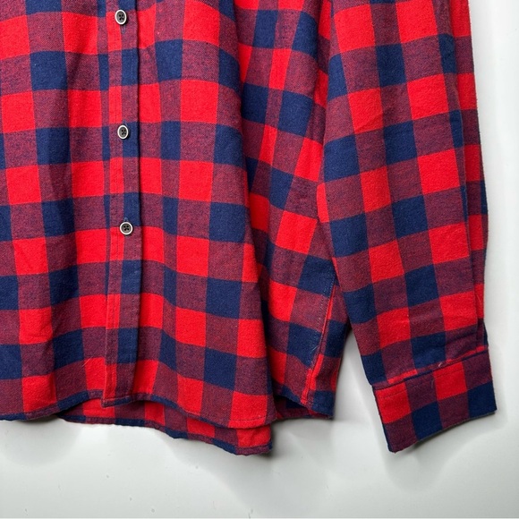 RUE SAINT-PATRICK Men’s Red Navy Plaid Flannel Shirt Size XL - Picture 4 of 7